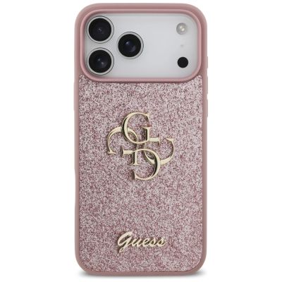 3. Guess Fixed Glitter Big 4G Case for iPhone 18 Pro Max / 17 Pro Max - Pink