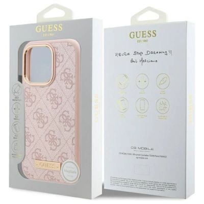 8. Guess 4G Logo Plate MagSafe Case for iPhone 16 Pro Max - Pink