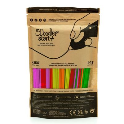 4. 3DOODLER START FILAMENT ECO 2.5MM, 250 PCS, 5 COLORS (NEON RED, ORANGE, GREEN, PINK, YELLOW), NEON GLOW 3DS-ECO-MIX3-250