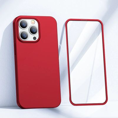 2. Joyroom 360 Full Case front and back cover for iPhone 13 Pro Max + tempered glass screen protector red (JR-BP928 red)