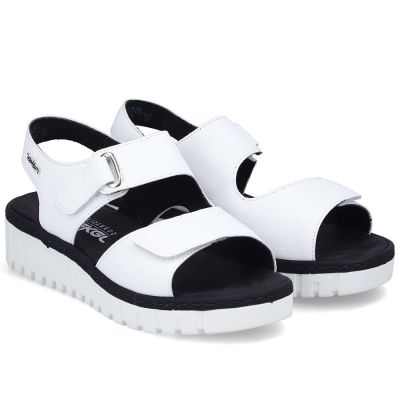 3. Women's leather wedge sandals white Rieker V1382-80