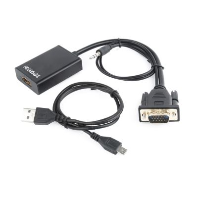 GEMBIRD A-VGA-HDMI-01 adapter (HDMI F - D-Sub (VGA), 3.5 mm stereo jack, USB 2.0 M; 0.15 m; black)