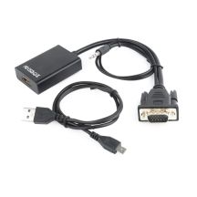 GEMBIRD A-VGA-HDMI-01 adapter (HDMI F - D-Sub (VGA), 3.5 mm stereo jack, USB 2.0 M; 0.15 m; black)
