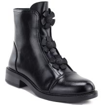 Women's ankle boots with decorative flowers, insulated, black, Potocki SZ12852