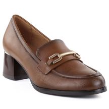 Women's brown high-heeled loafers, lords, Potocki SZ12784