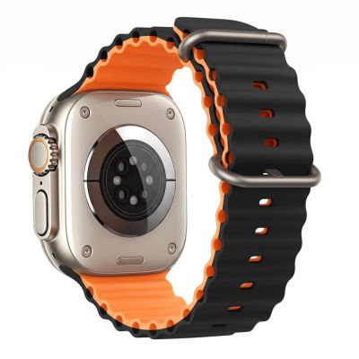 13. Tech-Protect IconBand Pro Strap for Apple Watch 4 / 5 / 6 / 7 / 8 / 9 / SE / Ultra 1 / 2 (42/44/45/49 mm) - Orange-Black