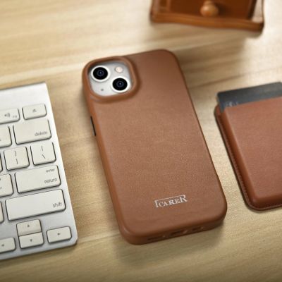25. iCarer CE Premium Leather Folio Case iPhone 14 Plus Magnetic Flip Leather Folio Case MagSafe Brown (WMI14220715-BN)