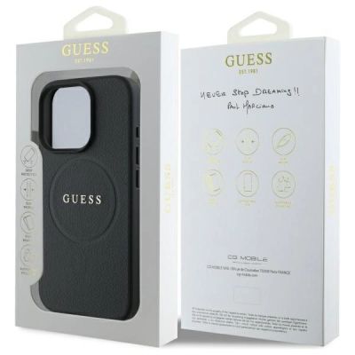 8. Guess Grained Gold Ring MagSafe case for iPhone 16 Pro Max - black