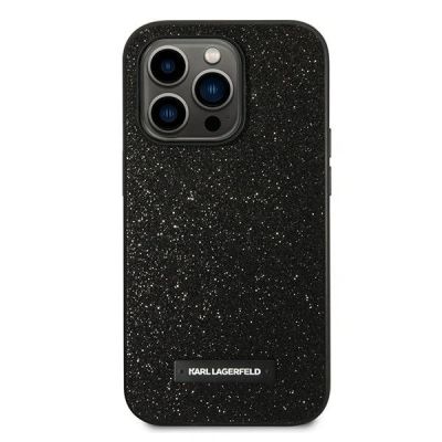 3. Karl Lagerfeld Glitter Plaque Logo Case for iPhone 14 Pro Max - Black