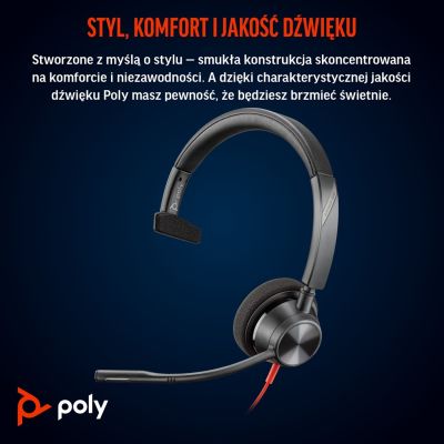 12. Poly Blackwire 3310 Mono Microsoft Teams USB-C Headset