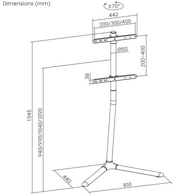3. MACLEAN FLOOR TV STAND MOUNT, 32-70", MAX. VESA 400X400, MAX. 40KG MC-494