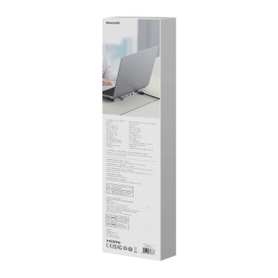 6. Baseus EliteJoy Gen2 Universal 12-in-1 USB HUB with 25cm USB-C Cable, Notebook Stand, USB-A / USB-C / DP / HDMI / SD / TF / RJ45 / 3.5mm Jack / PD 100W Gray (WKSX030213)
