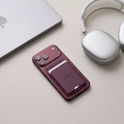 5. Tech-Protect MagWallet Stand MagSafe Magnetic Phone Wallet - Burgundy
