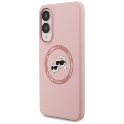 2. Karl Lagerfeld Silicone Nauble Heads And Circle MagSafe Case for Samsung Galaxy S25 Edge - Pink
