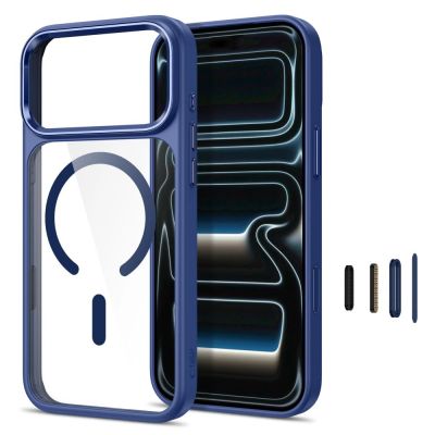 2. Tech-Protect Magmat Magsafe CC Case for iPhone 17 Pro / 18 Pro - Navy Blue and Transparent