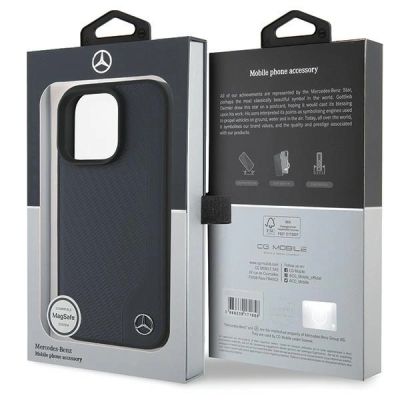 9. Mercedes MB Wood Imitation Leather MagSafe case for iPhone 16 Pro Max - navy blue