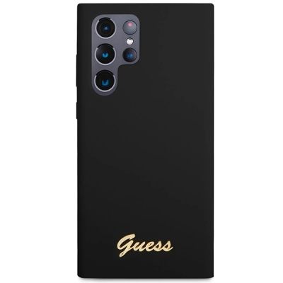 3. Guess GUHCS23LSLSMK S23 Ultra S918 black/black hardcase Silicone Vintage Gold Logo