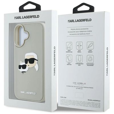 8. Karl Lagerfeld HC 3D Rubber Double Heads iPhone 16 Case - Beige