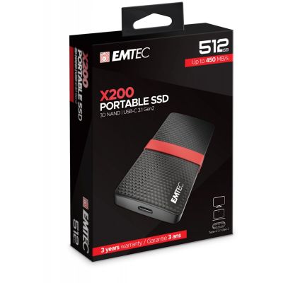 2. Emtec X200 512GB USB Type-C 3.2 Gen 1 (3.1 Gen 1) Black, Red
