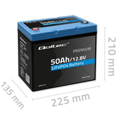8. Qoltec LiFePO4 Lithium Iron Phosphate Battery | 12.8V | 50Ah | 640Wh | BMS