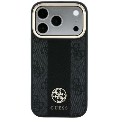 3. Guess 4G with Stripe Round and Classic Logos MagSafe Case for iPhone 17 Pro Max / 18 Pro Max - Black