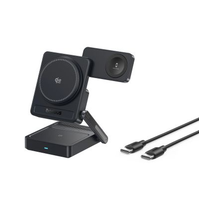 2. Baseus PicoGo AF21 3-in-1 Qi2.2 35W Wireless Charger with 1m USB-C Cable - Black