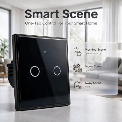 6. QOLTEC LIGHT ON/OFF SWITCH | TOUCH 2-CHANNEL | WI-FI | TIMER | TUYA | BLACK