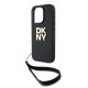 4. DKNY Wrist Strap Stock Logo case for iPhone 15 Pro - black