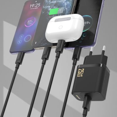 3. Dudao A27STEU 25W GaN USB-A Wall Charger with USB-A - USB-C Cable - White