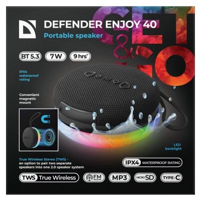 8. DEFENDER ENJOY 40 7W BLUETOOTH 5.3 SPEAKER, LED BACKLIGHT 65141