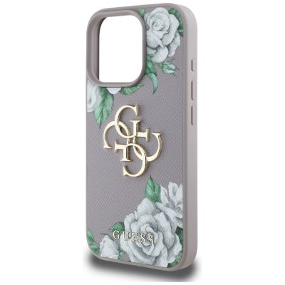 6. Guess Grained Roses Big 4G Logo iPhone 16 Pro Case - Purple