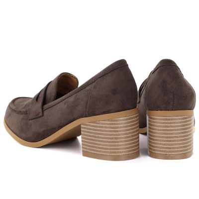 4. Women's suede brown lords heeled shoes M.Daszyński MR2201D-3A