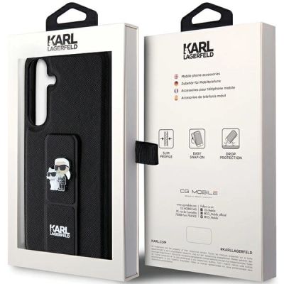 8. Karl Lagerfeld Gripstand Saffiano Karl&Choupette Pins case for Samsung Galaxy S24+ - black