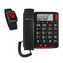 amplicomms BigTel 50 Alarm Plus Analog Phone Caller Name and ID Dark Gray