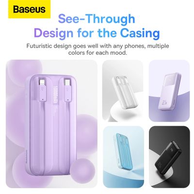 15. Baseus Comet Series powerbank with display 10000mAh 22.5W - white + USB-A - USB-C cable