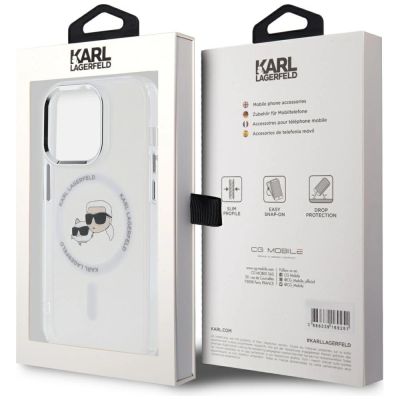 8. Karl Lagerfeld IML Metal Karl & Choupette Head MagSafe iPhone 14 Pro Case - White