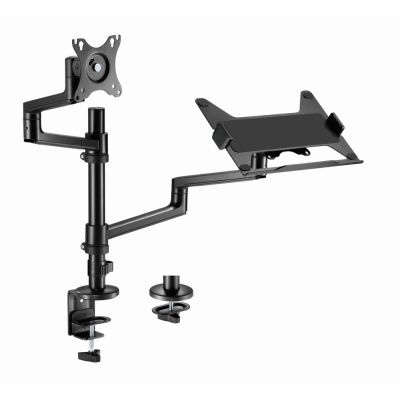 14. GEMBIRD ADJUSTABLE DESK ARM/MONITOR HOLDER + NOTEBOOK STAND 17-32, VESA 100X100MM, UP TO 8 KG