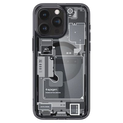 11. Spigen Ultra Hybrid Mag Case with MagSafe for iPhone 15 Pro - Dark Gray (Zero One Pattern)