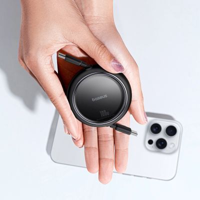 9. Baseus Free2Draw Mini USB-C - USB-C 100W 1m retractable cable - black