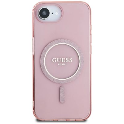 3. Guess IML Glitter Circle MagSafe case for iPhone 16e - pink