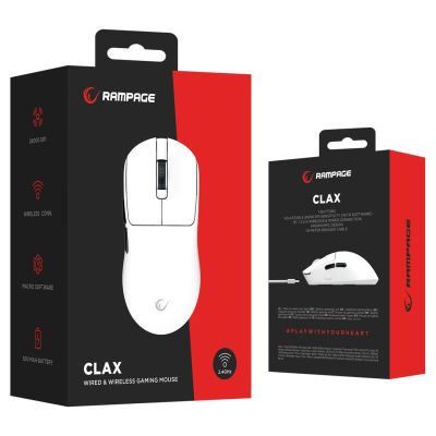 6. RAMPAGE CLAX Mouse, White, 24,000 DPI