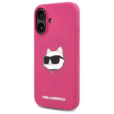 2. Karl Lagerfeld Silicone Choupette Head Print MagSafe iPhone 16 Case - Fuchsia