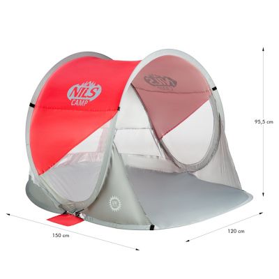 8. NILS CAMP NC3142 Self-Placing Beach Tent Red-Gray