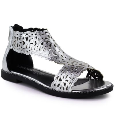 Women's openwork silver sandals M.Daszyński MR24148-2