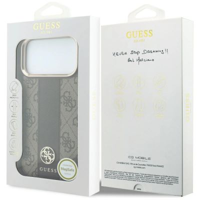 8. Guess 4G with Stripe Round and Classic Logos MagSafe Case for iPhone 17 Pro Max / 18 Pro Max - Brown