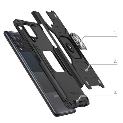 3. Wozinsky Ring Armor Case Kickstand Tough Rugged Cover for Samsung Galaxy A42 5G black