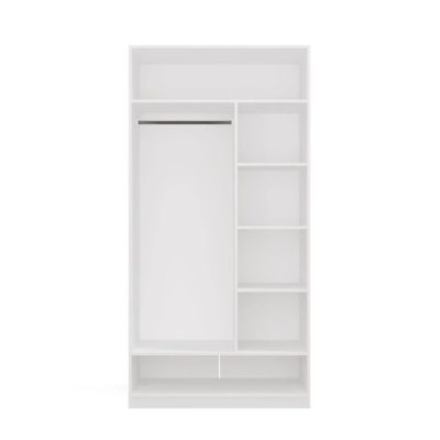 OPENO 1W6P WHITE Wardrobe Cabinet, Modular Wardrobe with Hanging Rail and Shelves for the Bedroom