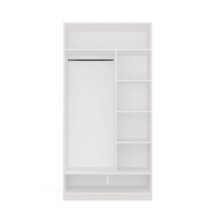 OPENO 1W6P WHITE Wardrobe Cabinet, Modular Wardrobe with Hanging Rail and Shelves for the Bedroom