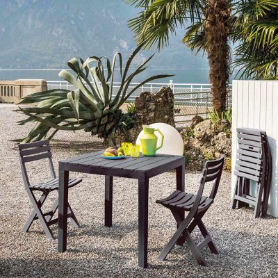 25. SET OF 4 FOLDABLE PLASTIC CATERING CHAIRS KOMODO ANTHRACITE