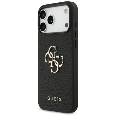2. Guess Grained Big 4G & Classic Logo case for iPhone 17 Pro Max - black